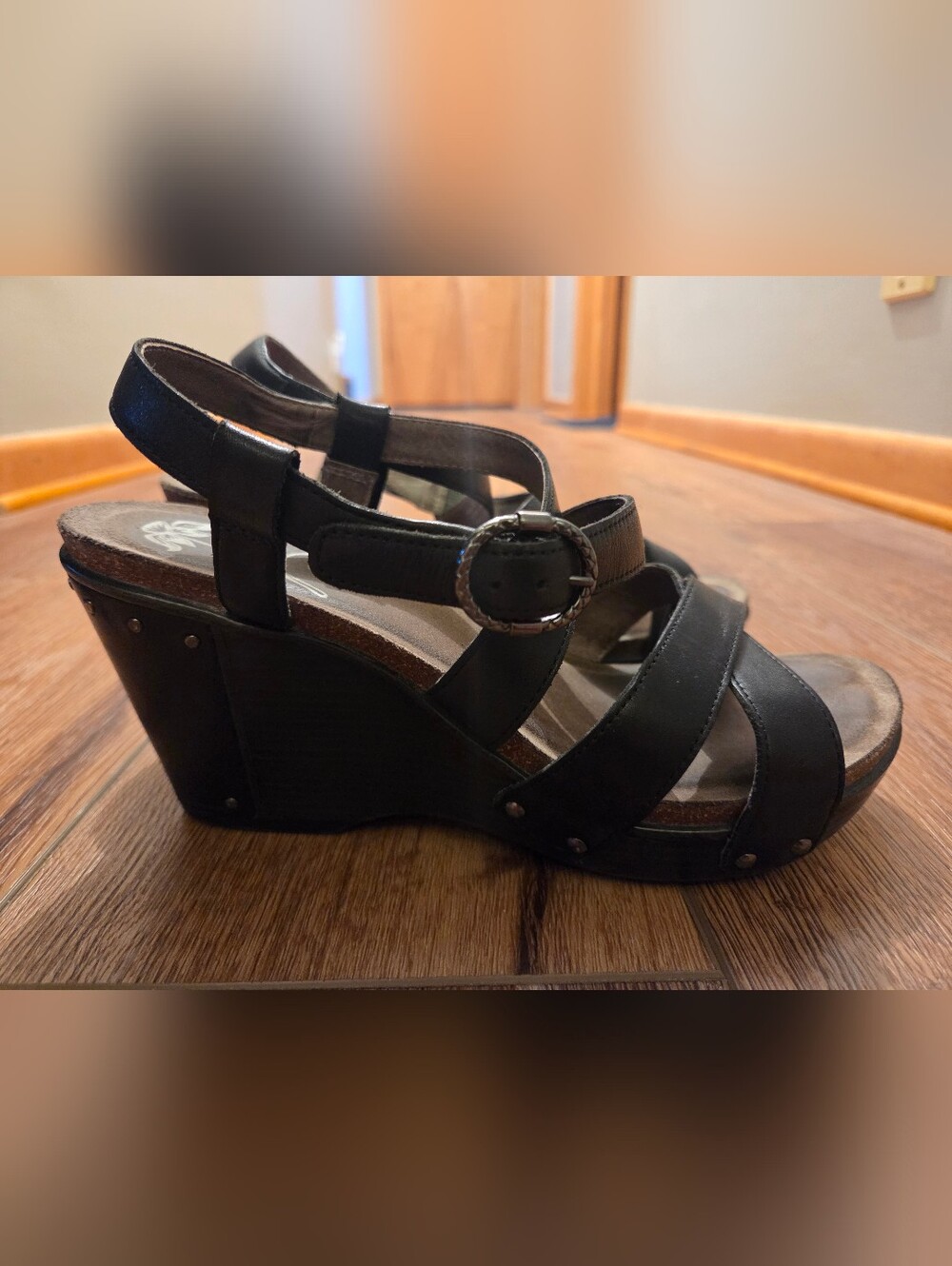 Dansko Frida Women's Black Strappy Wedge Sandals